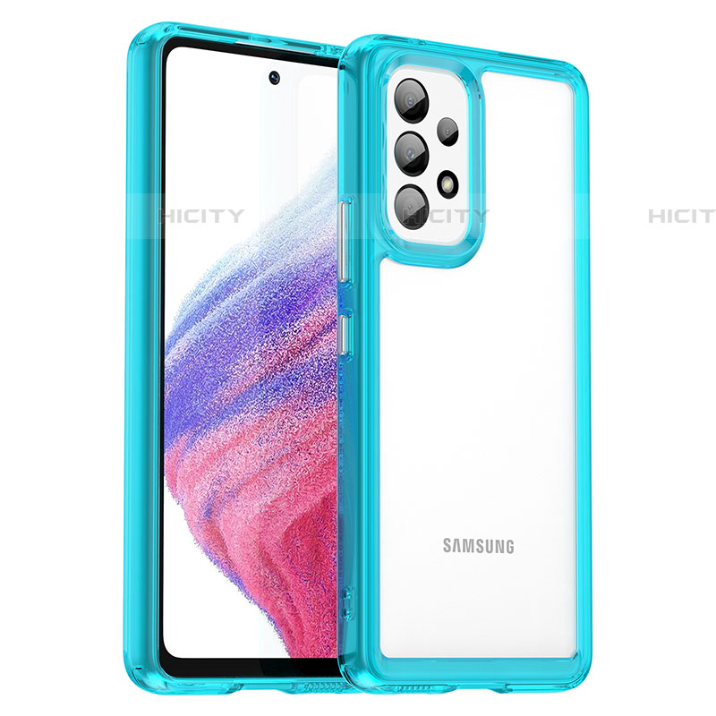 Silikon Schutzhülle Rahmen Tasche Hülle Durchsichtig Transparent J01S für Samsung Galaxy A53 5G Cyan