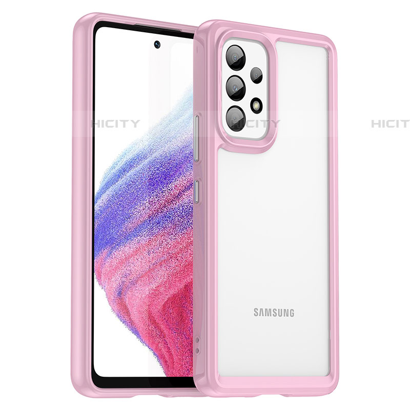 Silikon Schutzhülle Rahmen Tasche Hülle Durchsichtig Transparent J01S für Samsung Galaxy A53 5G Rosa Plus