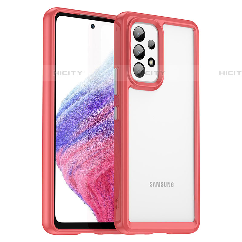 Silikon Schutzhülle Rahmen Tasche Hülle Durchsichtig Transparent J01S für Samsung Galaxy A53 5G Rot