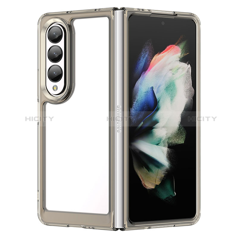 Silikon Schutzhülle Rahmen Tasche Hülle Durchsichtig Transparent J01S für Samsung Galaxy Z Fold3 5G Grau