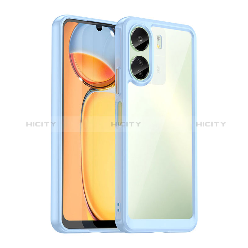 Silikon Schutzhülle Rahmen Tasche Hülle Durchsichtig Transparent J01S für Xiaomi Poco C65 Blau