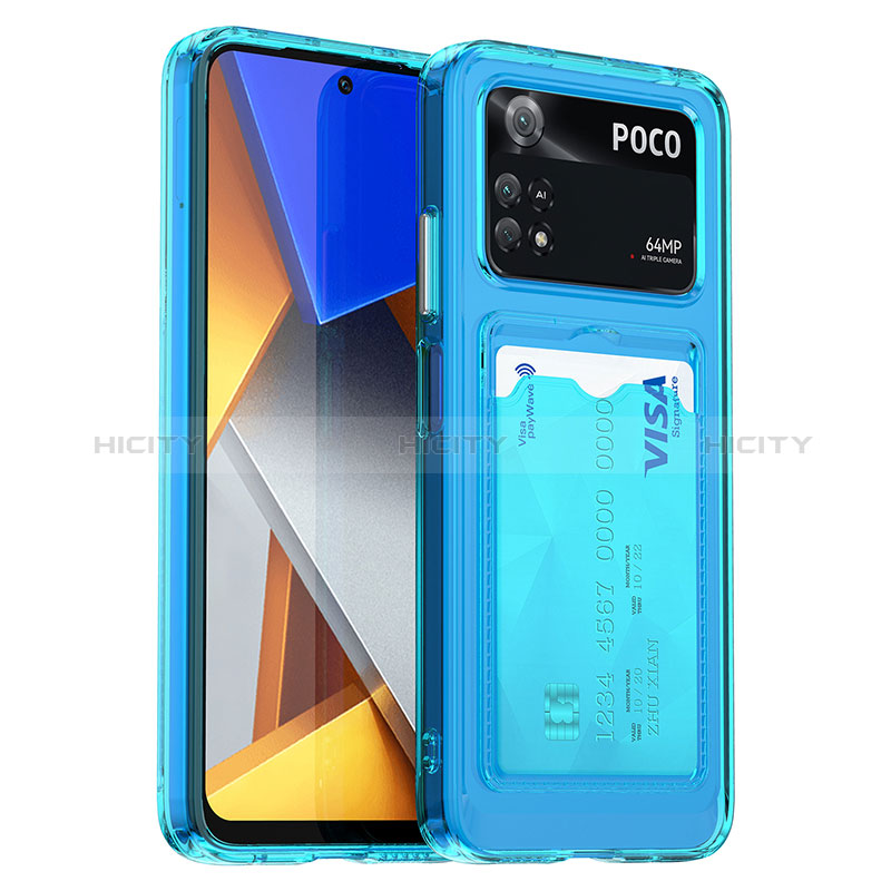 Silikon Schutzhülle Rahmen Tasche Hülle Durchsichtig Transparent J01S für Xiaomi Poco M4 Pro 4G Blau