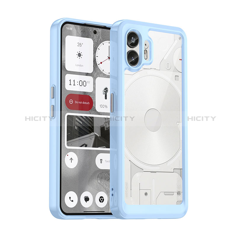 Silikon Schutzhülle Rahmen Tasche Hülle Durchsichtig Transparent J02S für Nothing Phone 2 Blau