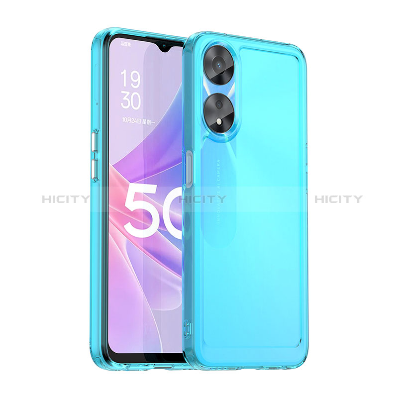 Silikon Schutzhülle Rahmen Tasche Hülle Durchsichtig Transparent J02S für Oppo A78 5G Blau