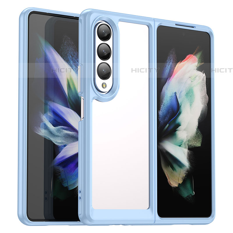 Silikon Schutzhülle Rahmen Tasche Hülle Durchsichtig Transparent J02S für Samsung Galaxy Z Fold4 5G Blau