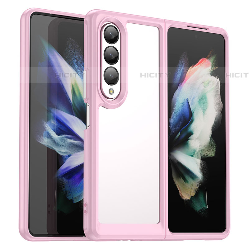 Silikon Schutzhülle Rahmen Tasche Hülle Durchsichtig Transparent J02S für Samsung Galaxy Z Fold4 5G Rosa Plus