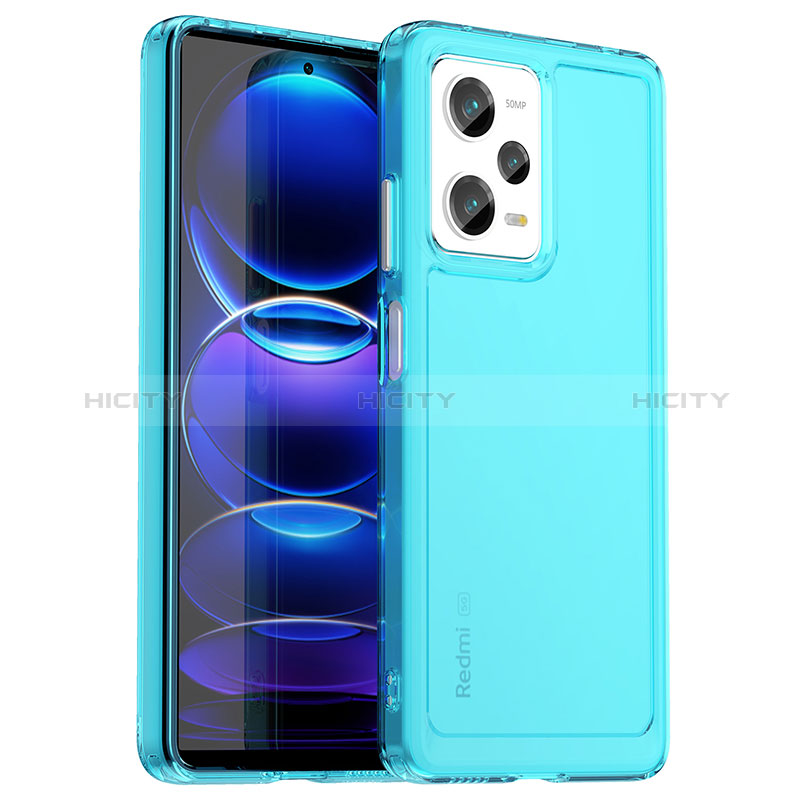 Silikon Schutzhülle Rahmen Tasche Hülle Durchsichtig Transparent J02S für Xiaomi Redmi Note 12 Pro 5G Cyan Plus