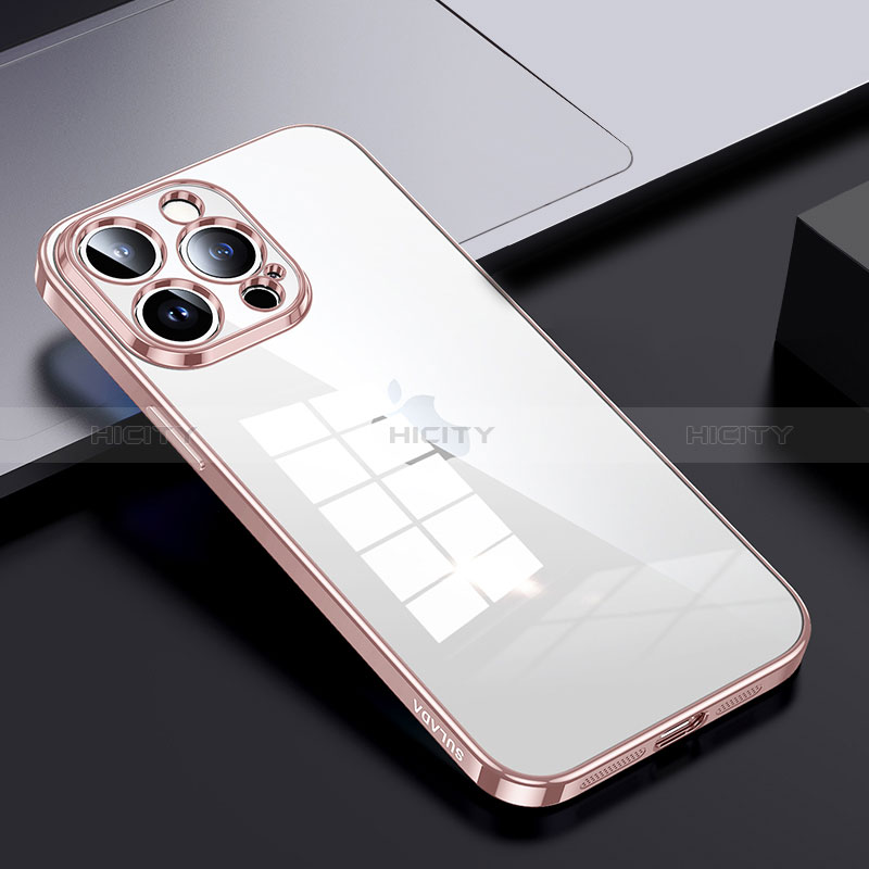 Silikon Schutzhülle Rahmen Tasche Hülle Durchsichtig Transparent LD2 für Apple iPhone 13 Pro Rosegold