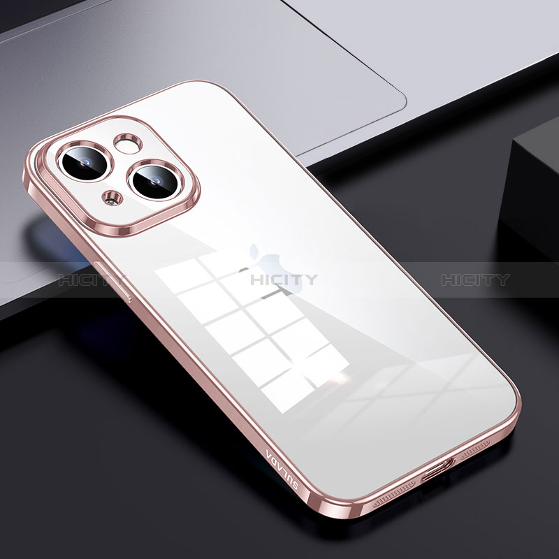 Silikon Schutzhülle Rahmen Tasche Hülle Durchsichtig Transparent LD2 für Apple iPhone 13 Rosegold