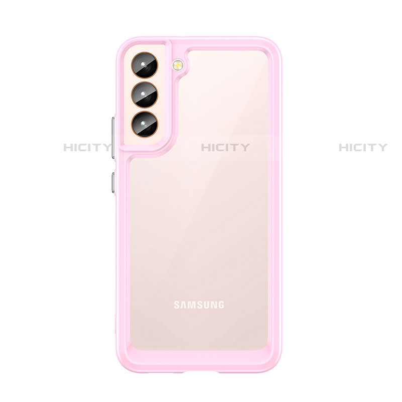 Silikon Schutzhülle Rahmen Tasche Hülle Durchsichtig Transparent M03 für Samsung Galaxy S21 5G Rosa