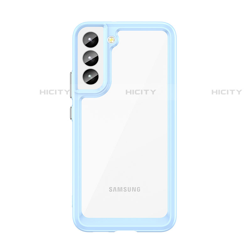 Silikon Schutzhülle Rahmen Tasche Hülle Durchsichtig Transparent M03 für Samsung Galaxy S22 5G Blau