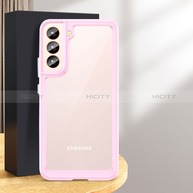 Silikon Schutzhülle Rahmen Tasche Hülle Durchsichtig Transparent M03 für Samsung Galaxy S24 5G Rosa