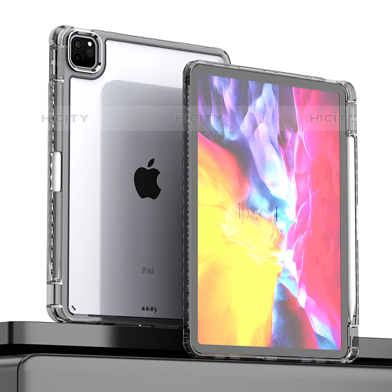 Silikon Schutzhülle Rahmen Tasche Hülle Durchsichtig Transparent P01 für Apple iPad Pro 11 (2020) Schwarz