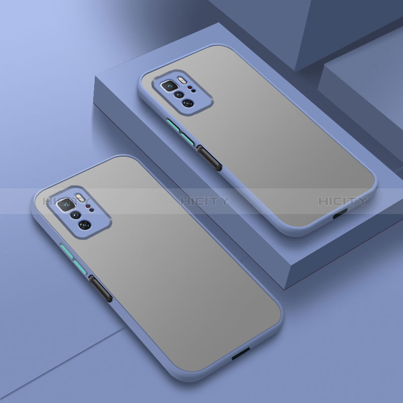 Silikon Schutzhülle Rahmen Tasche Hülle Durchsichtig Transparent P01 für Xiaomi Redmi Note 10 Pro 5G Lavendel Grau