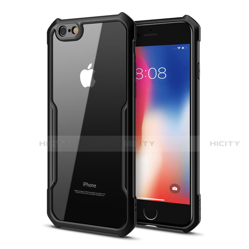 Silikon Schutzhülle Rahmen Tasche Hülle Durchsichtig Transparent Spiegel für Apple iPhone 6 Schwarz