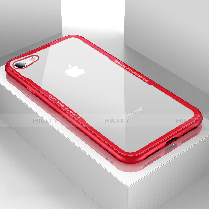 Silikon Schutzhülle Rahmen Tasche Hülle Durchsichtig Transparent Spiegel für Apple iPhone 7 Rot