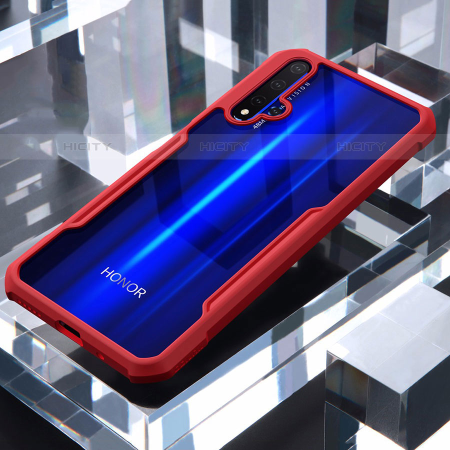 Silikon Schutzhülle Rahmen Tasche Hülle Durchsichtig Transparent Spiegel für Huawei Nova 5T Rot