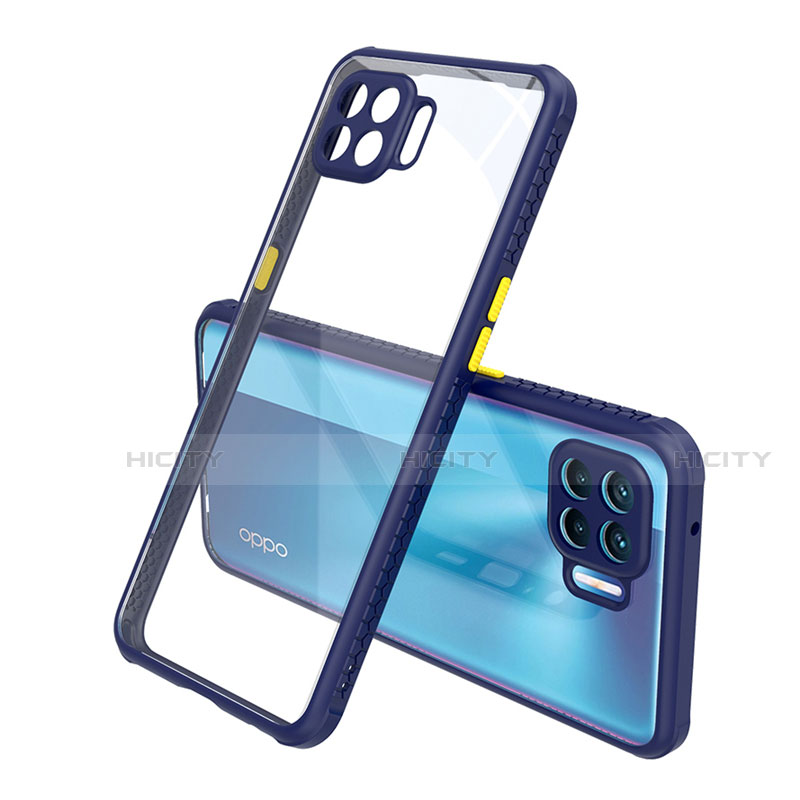 Silikon Schutzhülle Rahmen Tasche Hülle Durchsichtig Transparent Spiegel für Oppo A93 Blau Plus