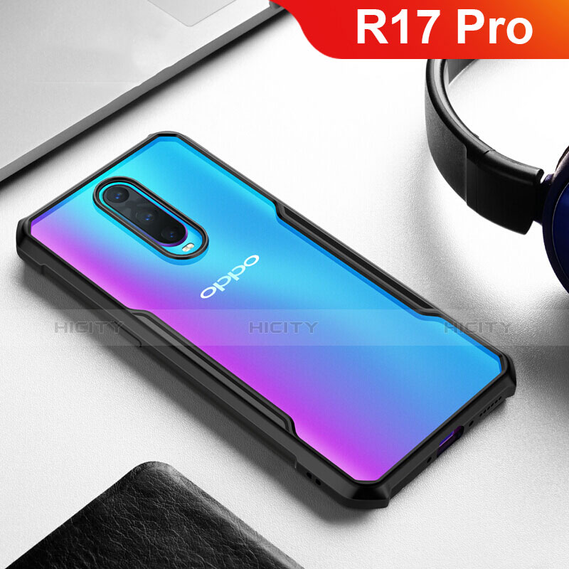 Silikon Schutzhülle Rahmen Tasche Hülle Durchsichtig Transparent Spiegel für Oppo R17 Pro Schwarz