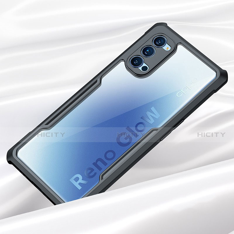 Silikon Schutzhülle Rahmen Tasche Hülle Durchsichtig Transparent Spiegel für Oppo Reno4 Pro 5G Schwarz Plus