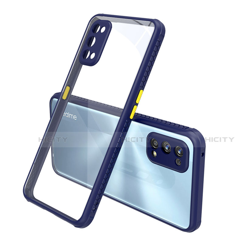 Silikon Schutzhülle Rahmen Tasche Hülle Durchsichtig Transparent Spiegel für Realme 7 Pro Blau Plus