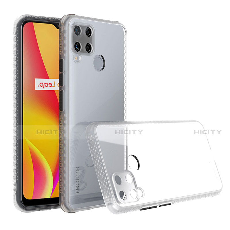 Silikon Schutzhülle Rahmen Tasche Hülle Durchsichtig Transparent Spiegel für Realme C15 groß