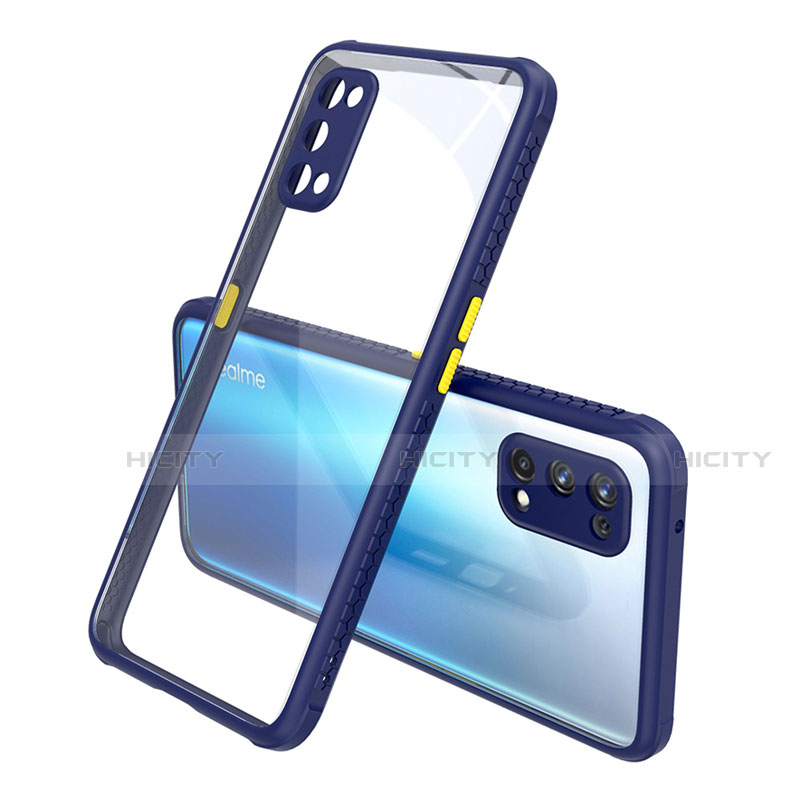 Silikon Schutzhülle Rahmen Tasche Hülle Durchsichtig Transparent Spiegel für Realme Q2 Pro 5G Blau