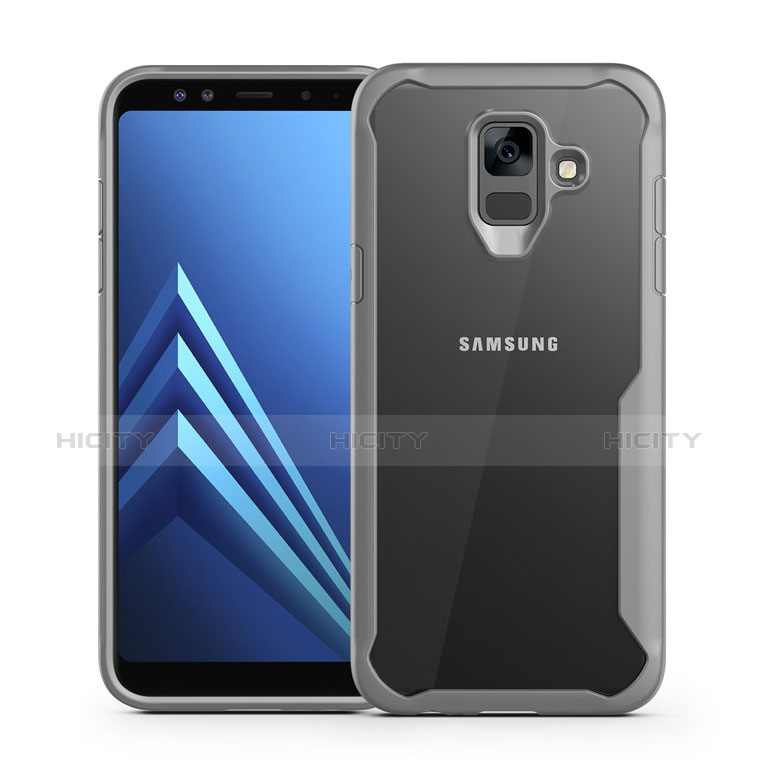 Silikon Schutzhülle Rahmen Tasche Hülle Durchsichtig Transparent Spiegel für Samsung Galaxy A6 (2018) Dual SIM Grau