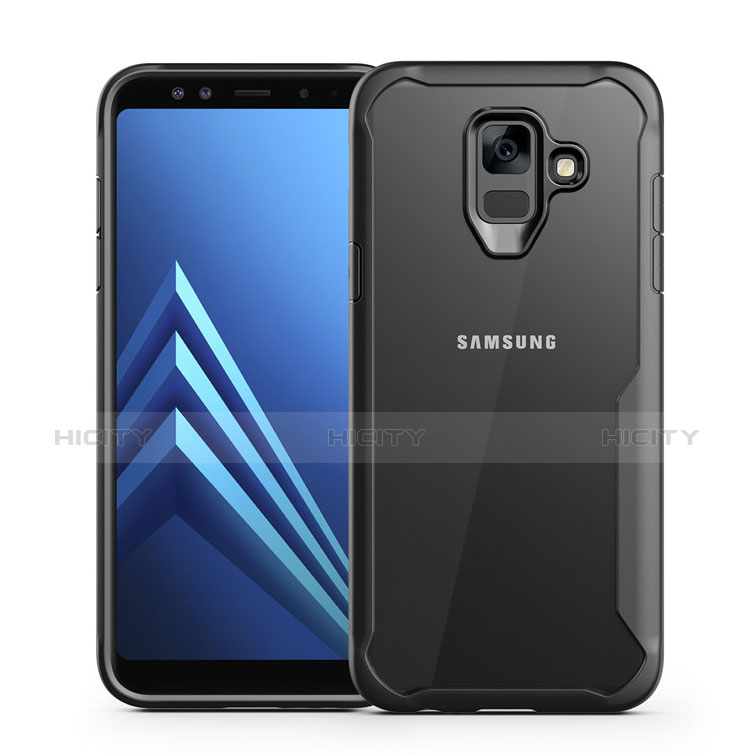 Silikon Schutzhülle Rahmen Tasche Hülle Durchsichtig Transparent Spiegel für Samsung Galaxy A6 (2018) Dual SIM Schwarz