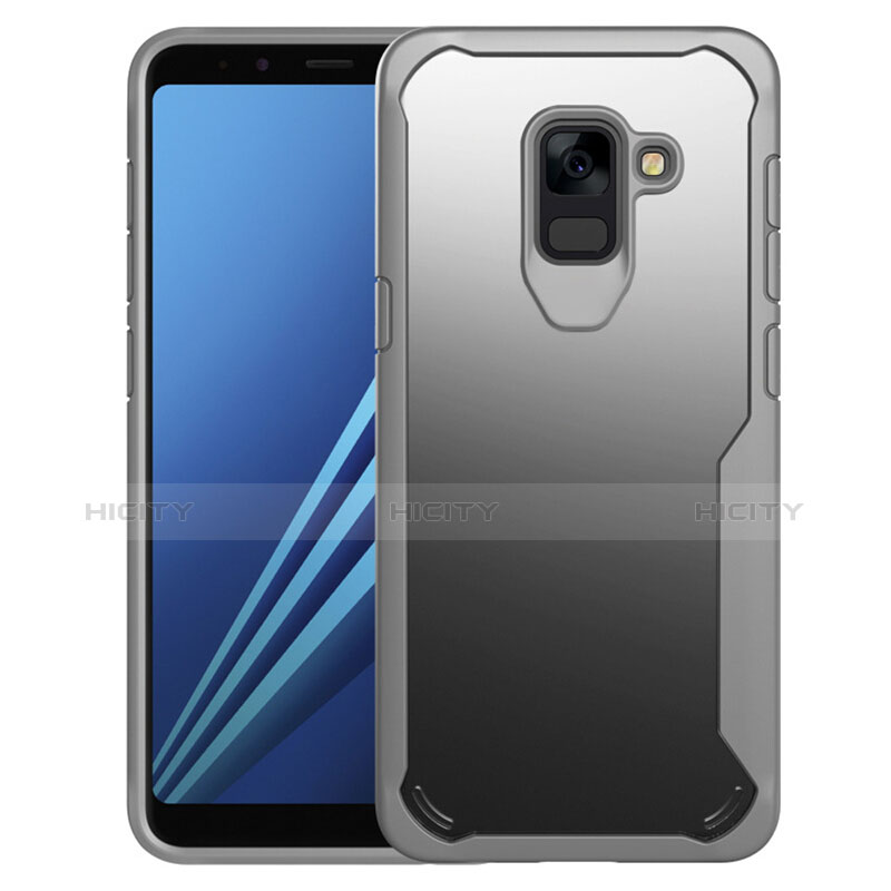 Silikon Schutzhülle Rahmen Tasche Hülle Durchsichtig Transparent Spiegel für Samsung Galaxy A8+ A8 Plus (2018) A730F Grau Plus