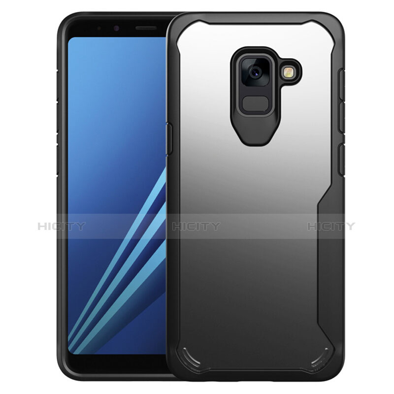 Silikon Schutzhülle Rahmen Tasche Hülle Durchsichtig Transparent Spiegel für Samsung Galaxy A8+ A8 Plus (2018) Duos A730F Schwarz Plus