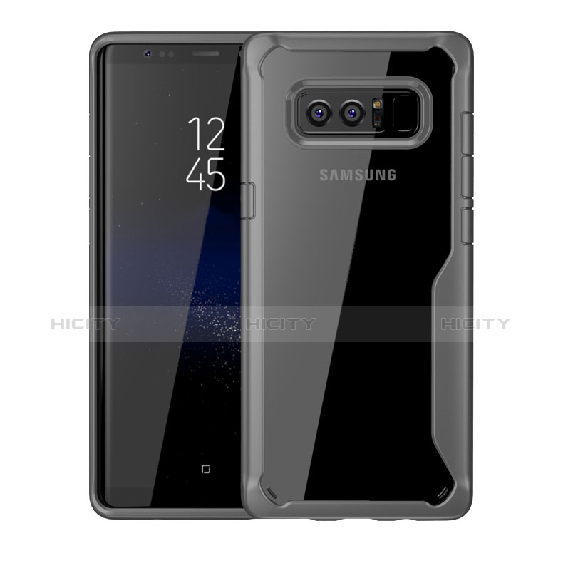 Silikon Schutzhülle Rahmen Tasche Hülle Durchsichtig Transparent Spiegel für Samsung Galaxy Note 8 Duos N950F Grau