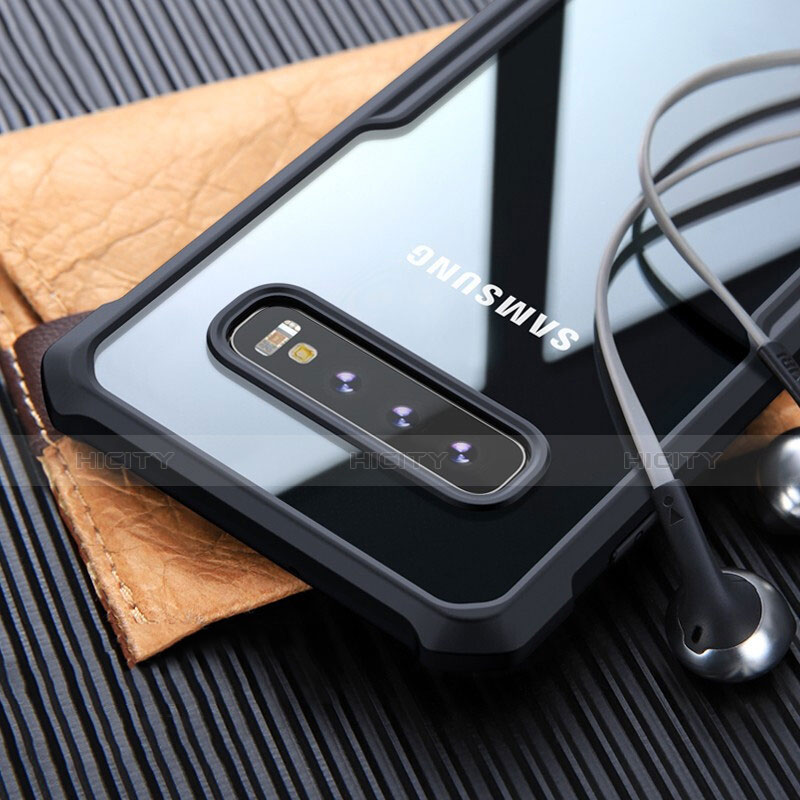 Silikon Schutzhülle Rahmen Tasche Hülle Durchsichtig Transparent Spiegel für Samsung Galaxy S10 Schwarz