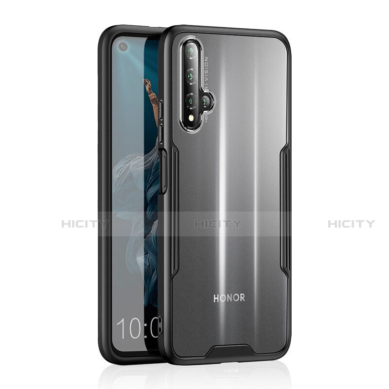 Silikon Schutzhülle Rahmen Tasche Hülle Durchsichtig Transparent Spiegel H01 für Huawei Honor 20 Schwarz