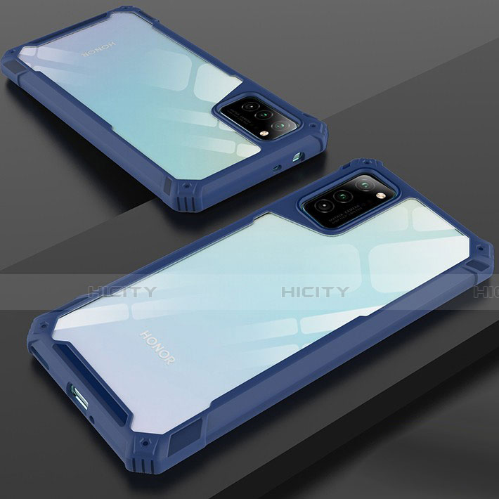 Silikon Schutzhülle Rahmen Tasche Hülle Durchsichtig Transparent Spiegel H01 für Huawei Honor V30 5G Blau