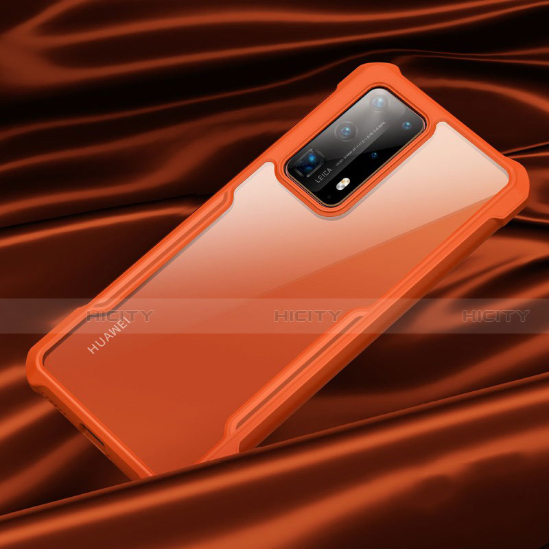 Silikon Schutzhülle Rahmen Tasche Hülle Durchsichtig Transparent Spiegel H01 für Huawei P40 Pro+ Plus Orange