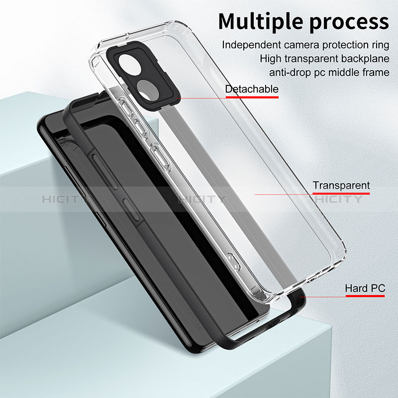 Silikon Schutzhülle Rahmen Tasche Hülle Durchsichtig Transparent Spiegel H01P für Motorola Moto E13 groß