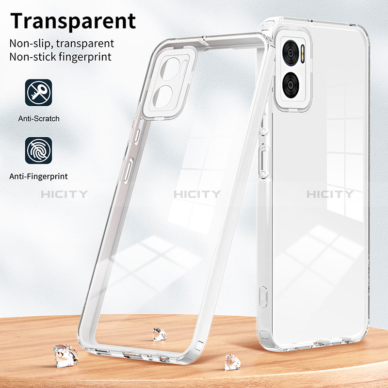 Silikon Schutzhülle Rahmen Tasche Hülle Durchsichtig Transparent Spiegel H01P für Motorola Moto E22 groß