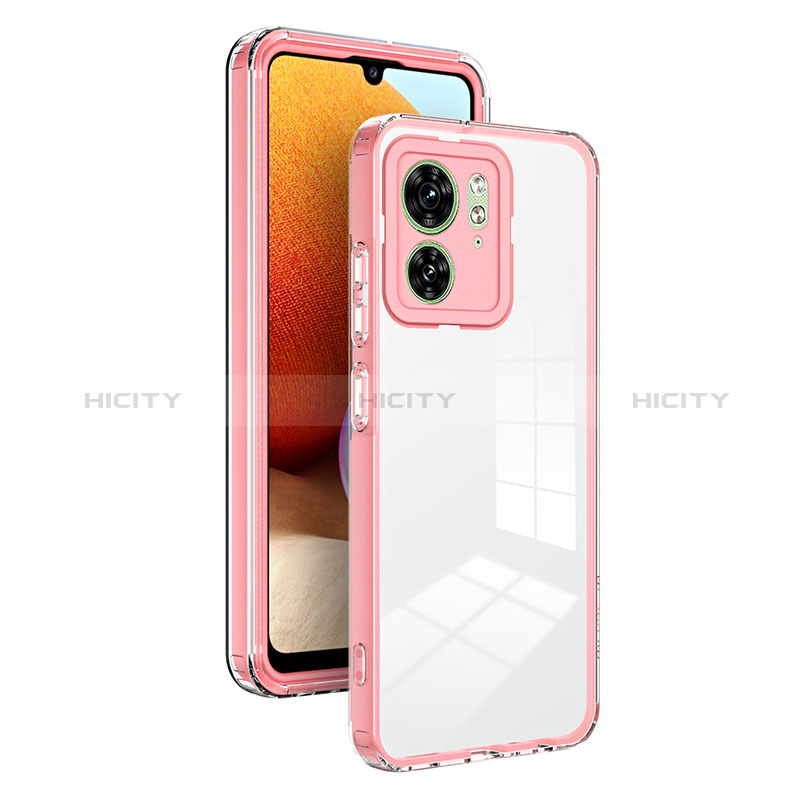 Silikon Schutzhülle Rahmen Tasche Hülle Durchsichtig Transparent Spiegel H01P für Motorola Moto Edge (2023) 5G Rosegold