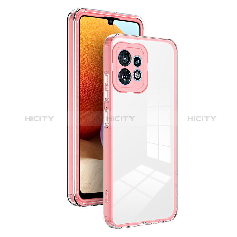 Silikon Schutzhülle Rahmen Tasche Hülle Durchsichtig Transparent Spiegel H01P für Motorola Moto Edge 40 Pro 5G Rosegold