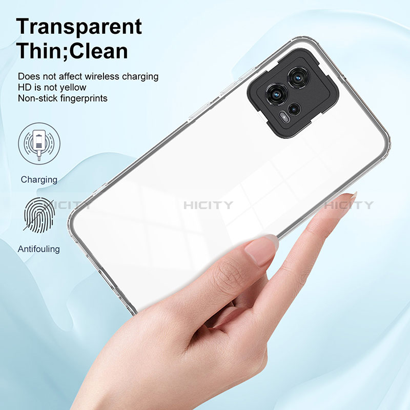 Silikon Schutzhülle Rahmen Tasche Hülle Durchsichtig Transparent Spiegel H01P für Motorola Moto G72 groß