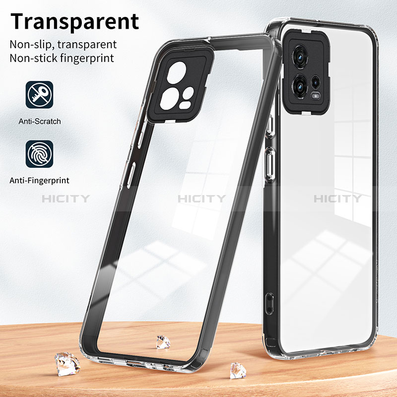 Silikon Schutzhülle Rahmen Tasche Hülle Durchsichtig Transparent Spiegel H01P für Motorola Moto G72 groß