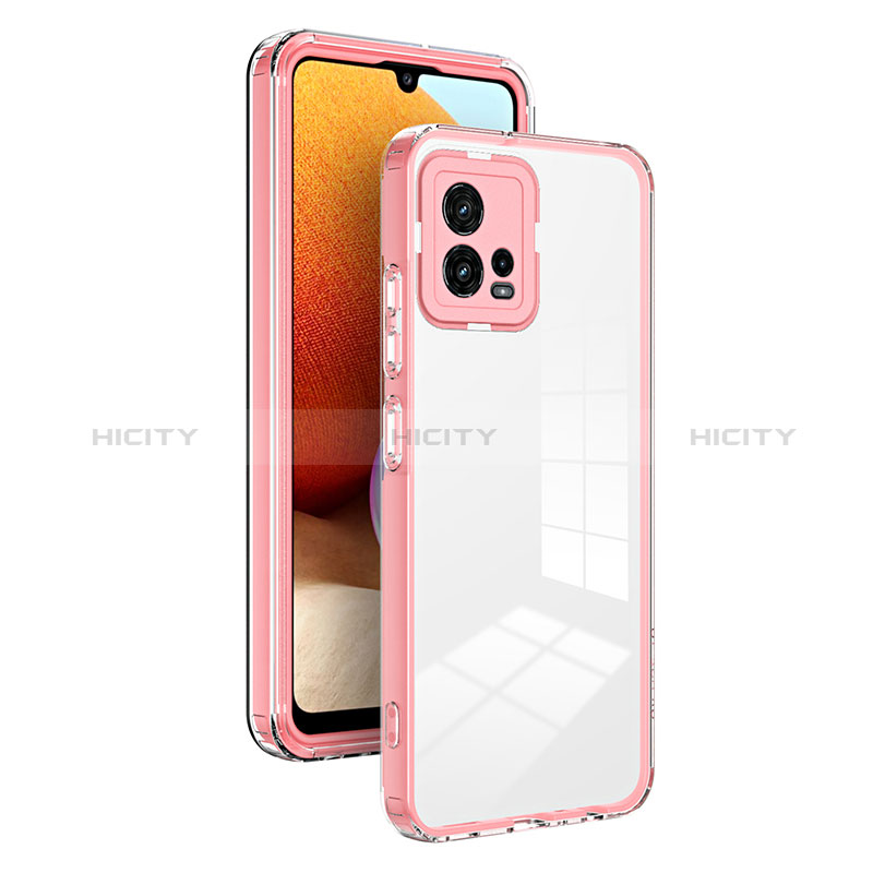 Silikon Schutzhülle Rahmen Tasche Hülle Durchsichtig Transparent Spiegel H01P für Motorola Moto G72 Rosegold