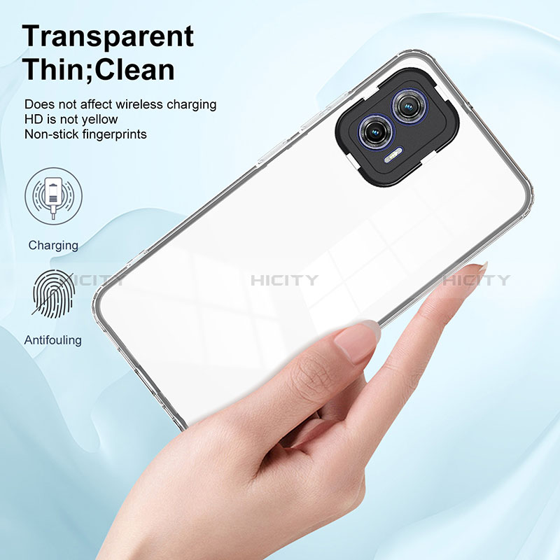 Silikon Schutzhülle Rahmen Tasche Hülle Durchsichtig Transparent Spiegel H01P für Motorola Moto G73 5G groß