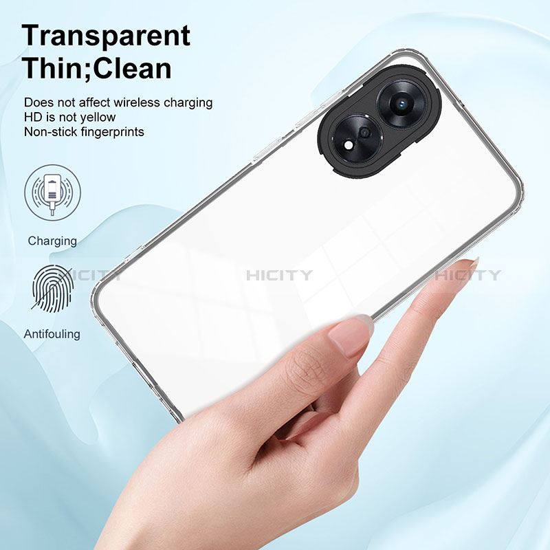 Silikon Schutzhülle Rahmen Tasche Hülle Durchsichtig Transparent Spiegel H01P für Oppo A78 5G