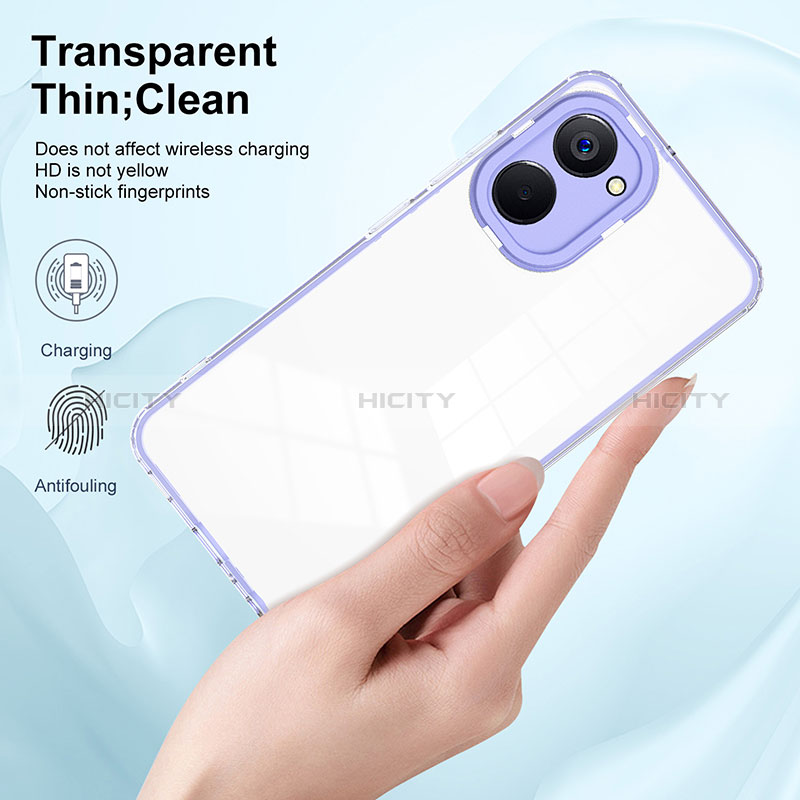 Silikon Schutzhülle Rahmen Tasche Hülle Durchsichtig Transparent Spiegel H01P für Realme 10 4G groß