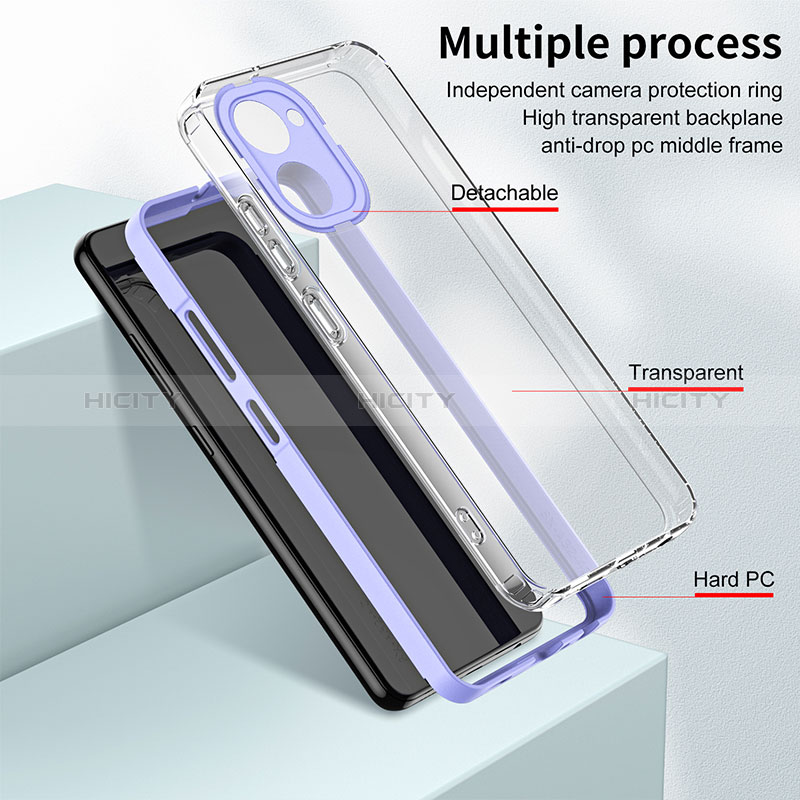 Silikon Schutzhülle Rahmen Tasche Hülle Durchsichtig Transparent Spiegel H01P für Realme 10 4G groß