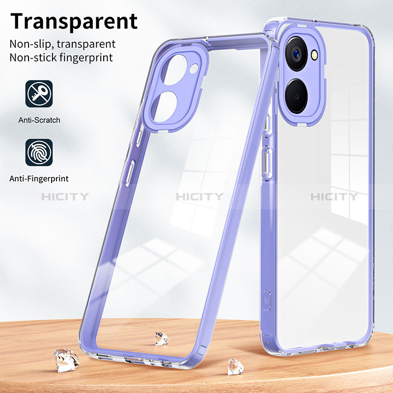 Silikon Schutzhülle Rahmen Tasche Hülle Durchsichtig Transparent Spiegel H01P für Realme 10 4G groß