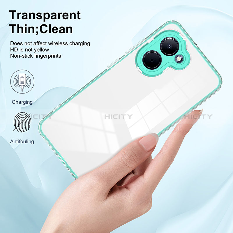 Silikon Schutzhülle Rahmen Tasche Hülle Durchsichtig Transparent Spiegel H01P für Realme C33 groß