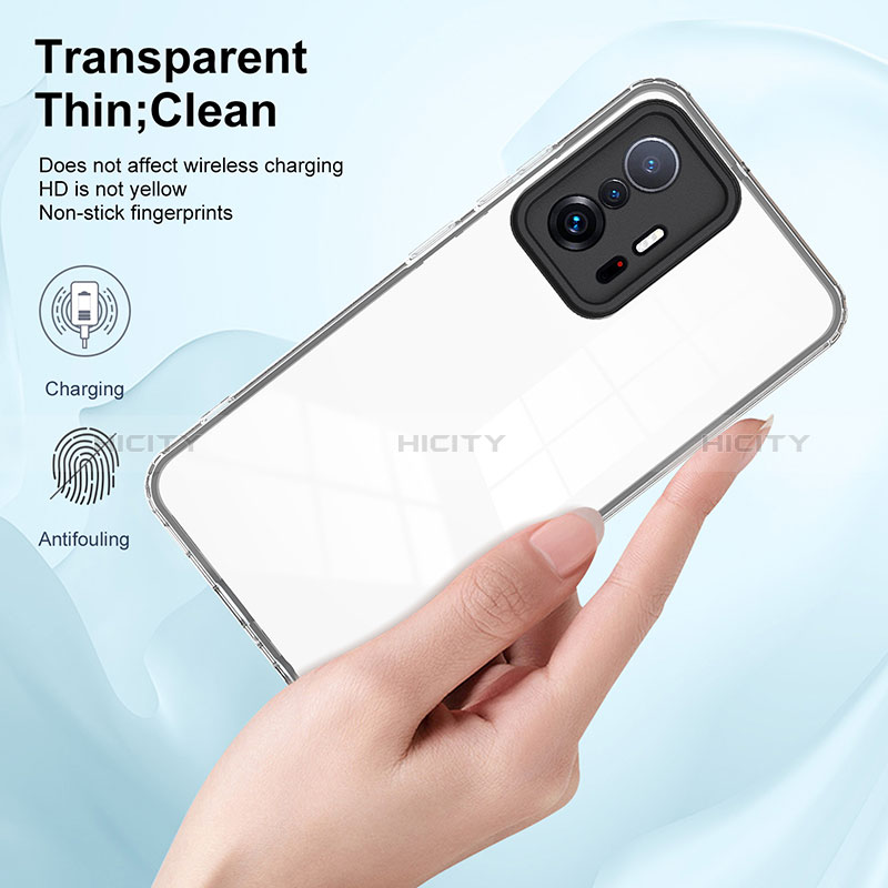 Silikon Schutzhülle Rahmen Tasche Hülle Durchsichtig Transparent Spiegel H01P für Xiaomi Mi 11T 5G groß